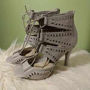 Lulu's Lace-up, Cut-out Heels